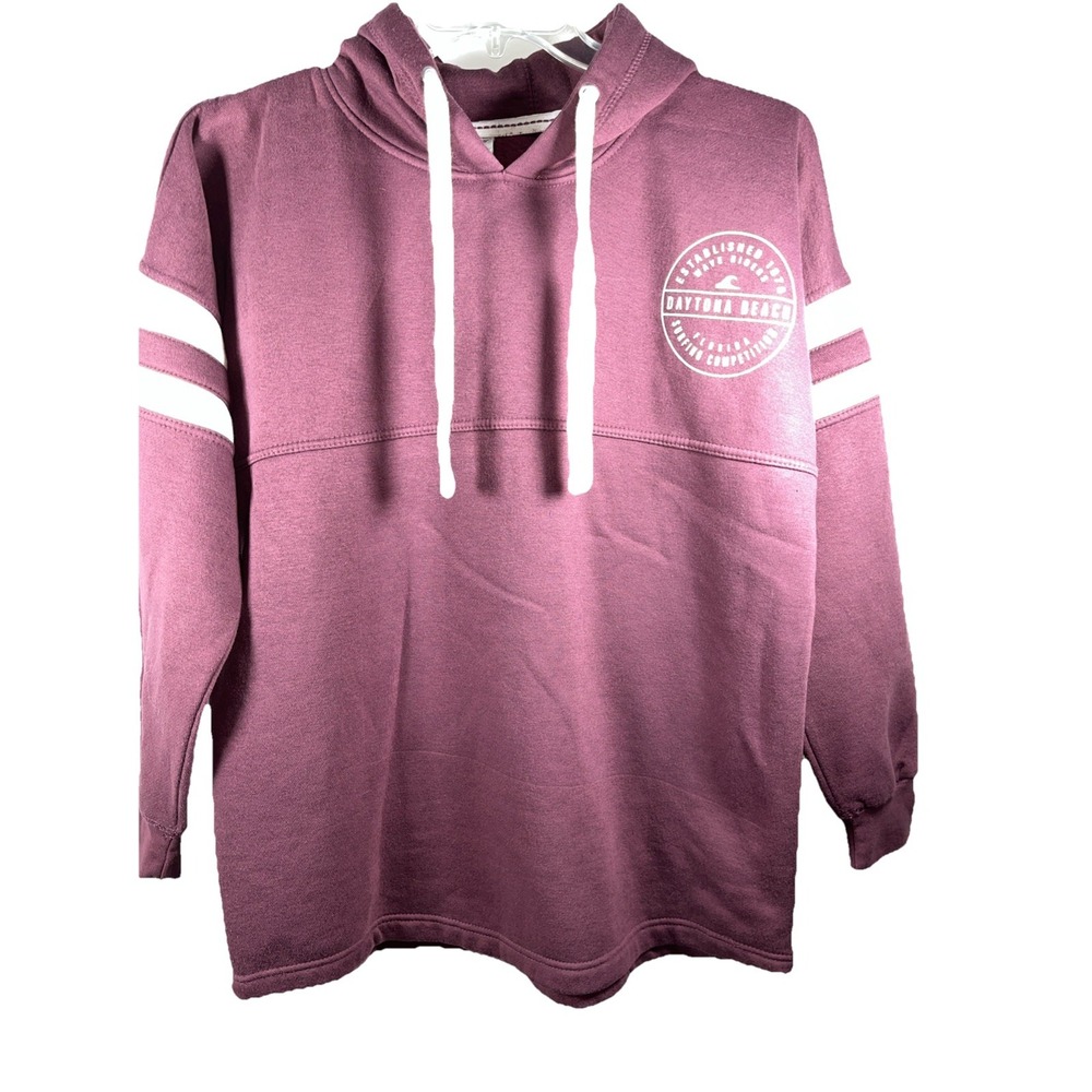 Exist Daytona Beach Florida Surfing Hoodie Burgundy Maroon Sweatshirt Large